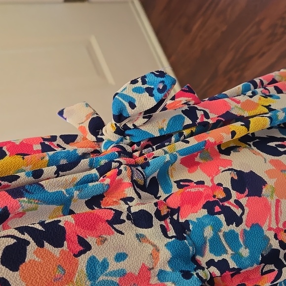 Juicy Couture pink aqua yellow Black Tie side Midi dress sleeveless stretch XXL - Picture 3 of 9